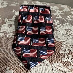 Naboth American Flag Tie Mens OS Navy Blue Excellent Patriotic Stars Stripes